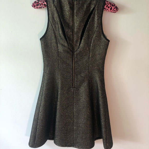 Black and Gold Sleeveless Fit & Flare Dress XS - Picture 6 of 6